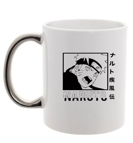 Чашка с цветной ручкой Naruto чорно-білий Серебро фото