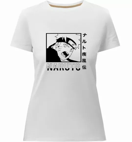 Жіноча преміум футболка Naruto чорно-білий Білий фото