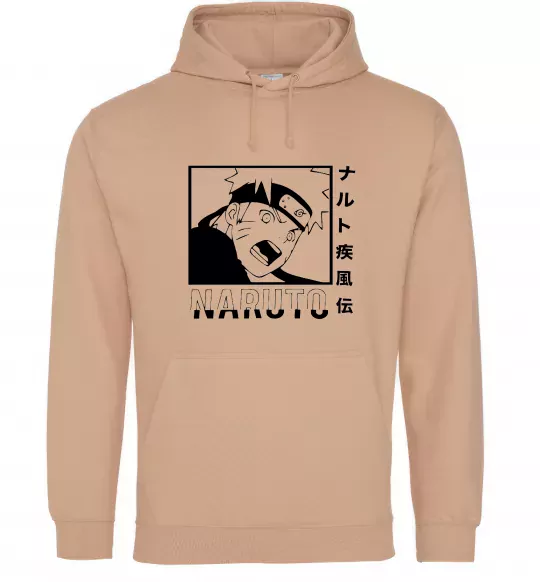 Чоловіча толстовка (худі) Naruto чорно-білий Пісочний фото