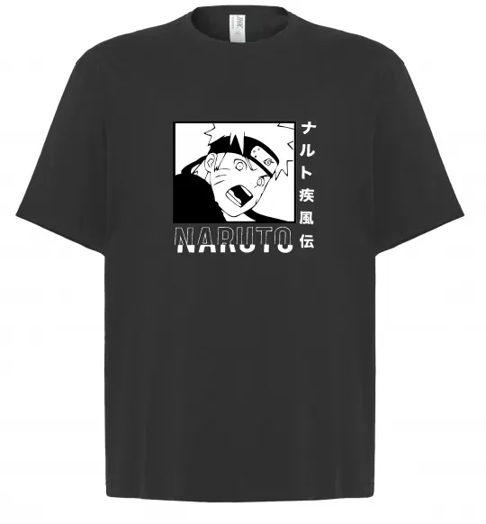 Футболка Оверсайз Naruto чорно-білий Черный фото