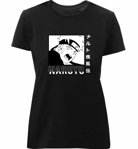 Жіноча преміум футболка Naruto чорно-білий Чорний фото