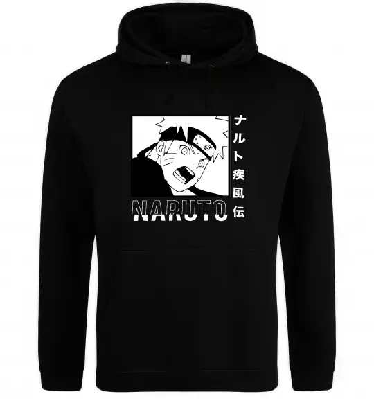Чоловіча толстовка (худі) Naruto чорно-білий Чорний фото