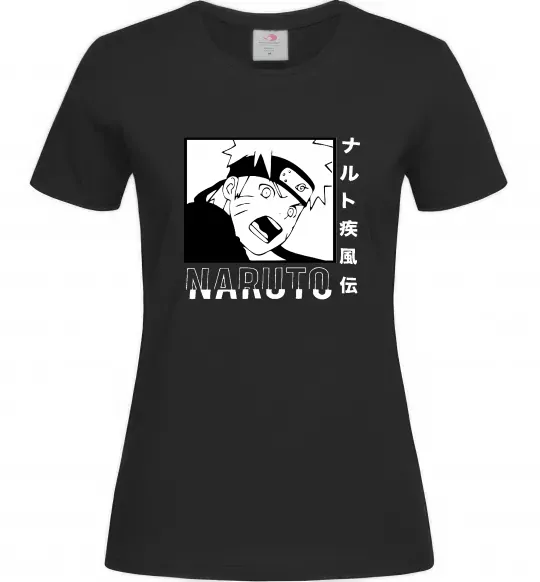 Жіноча футболка Naruto чорно-білий Чорний фото