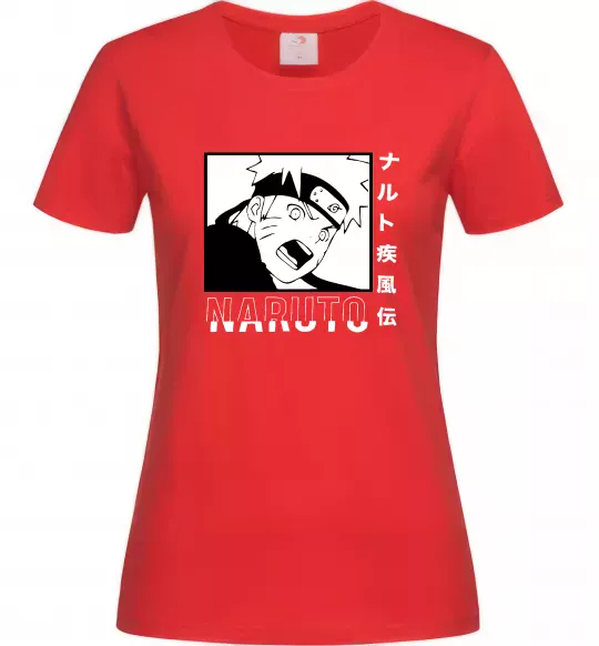 Жіноча футболка Naruto чорно-білий Червоний фото