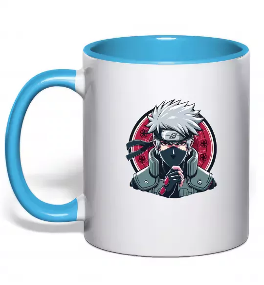 Чашка з кольоровою ручкою Какаші Наруто Блакитний фото