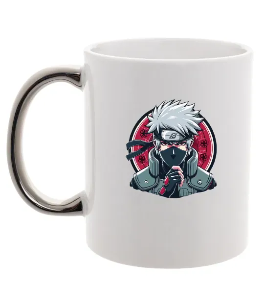 Чашка з кольоровою ручкою Какаші Наруто Срібло фото