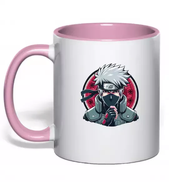 Чашка з кольоровою ручкою Какаші Наруто Ніжно рожевий фото