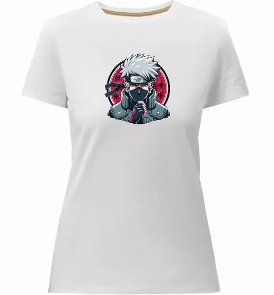 Жіноча преміум футболка Какаші Наруто Білий фото