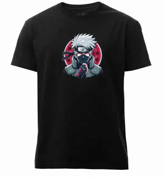 Чоловіча преміум футболка Какаші Наруто Чорний фото