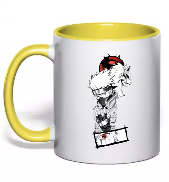 Чашка з кольоровою ручкою Naruto Kakashi Сонячно жовтий фото