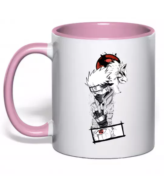 Чашка з кольоровою ручкою Naruto Kakashi Ніжно рожевий фото