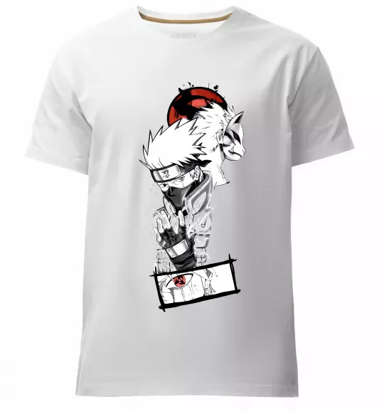 Мужская премиум футболка Naruto Kakashi Белый фото