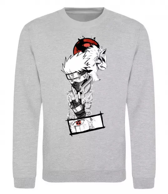 Світшот Naruto Kakashi Сірий меланж фото