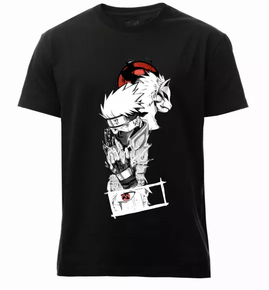 Мужская премиум футболка Naruto Kakashi Черный фото