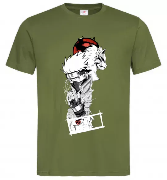 Чоловіча футболка Naruto Kakashi Оливковий фото
