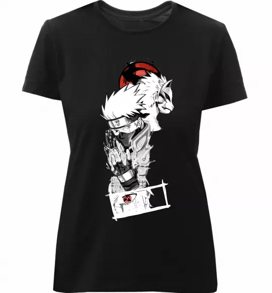 Жіноча преміум футболка Naruto Kakashi Чорний фото