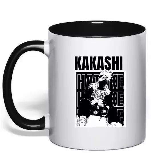 Чашка з кольоровою ручкою Kakashi Hatake Чорний фото