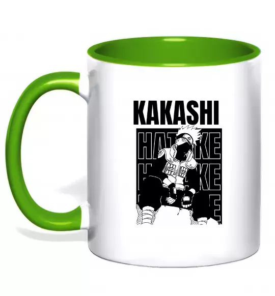 Чашка з кольоровою ручкою Kakashi Hatake Зелений фото