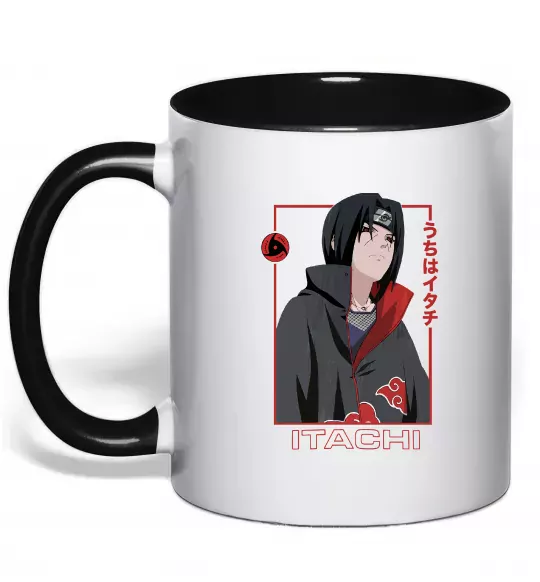 Чашка з кольоровою ручкою Наруто Itachi Чорний фото
