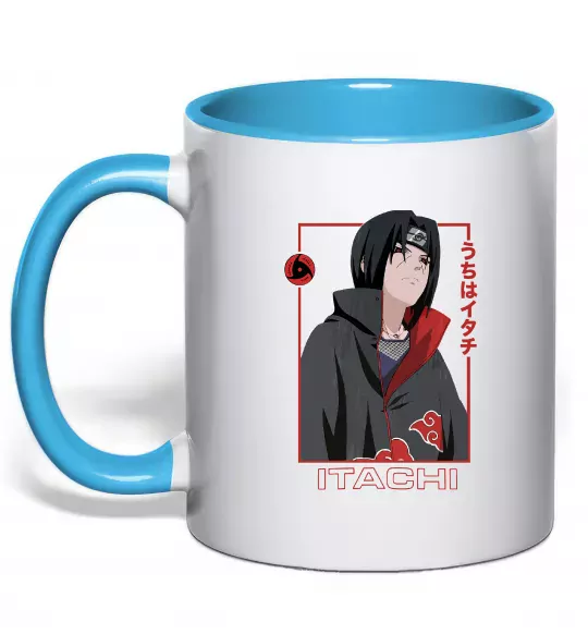 Чашка з кольоровою ручкою Наруто Itachi Блакитний фото