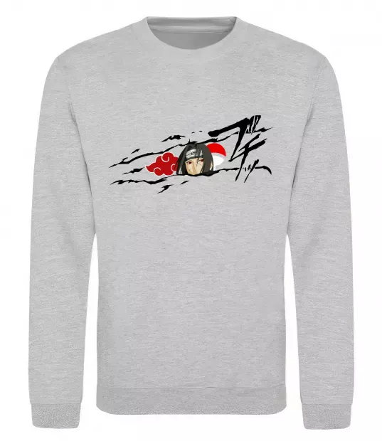 Світшот Itachi Uchiha Akatsuki Сірий меланж фото