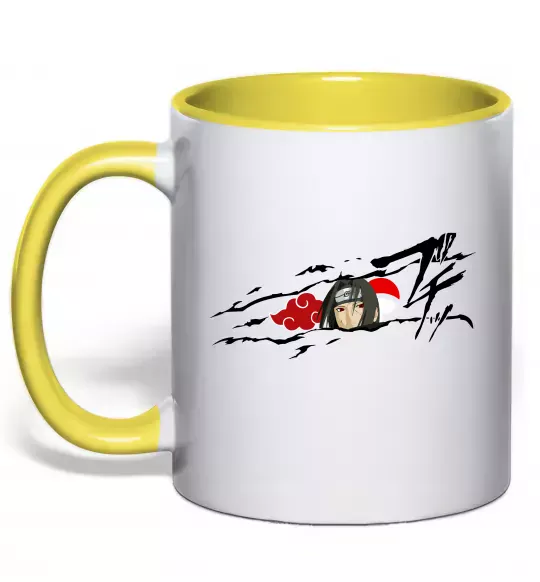 Чашка з кольоровою ручкою Itachi Uchiha Akatsuki Сонячно жовтий фото