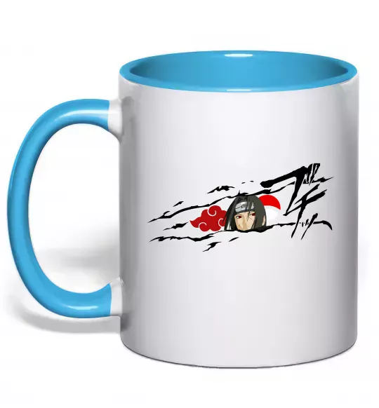 Чашка з кольоровою ручкою Itachi Uchiha Akatsuki Блакитний фото