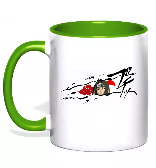 Чашка з кольоровою ручкою Itachi Uchiha Akatsuki Зелений фото