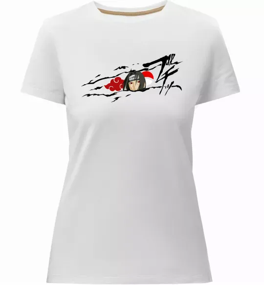 Женская премиум футболка Itachi Uchiha Akatsuki Белый фото