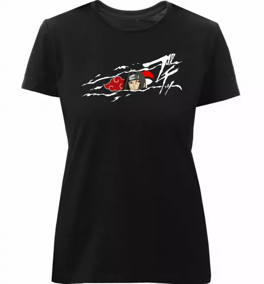 Женская премиум футболка Itachi Uchiha Akatsuki Черный фото