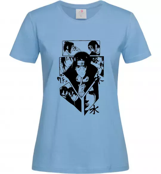 Жіноча футболка Itachi manga art Блакитний фото