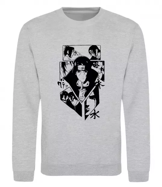 Світшот Itachi manga art Сірий меланж фото