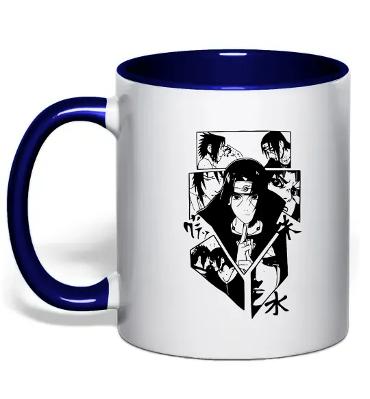 Чашка з кольоровою ручкою Itachi manga art Глибокий темно-синій фото