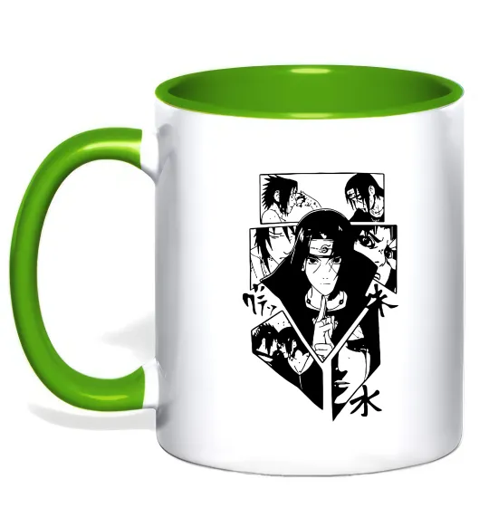 Чашка з кольоровою ручкою Itachi manga art Лаймовий фото