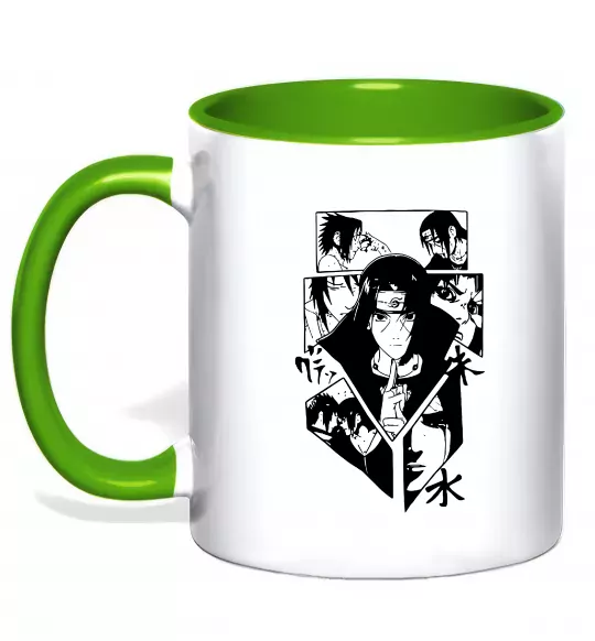 Чашка з кольоровою ручкою Itachi manga art Зелений фото