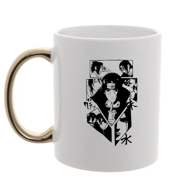 Чашка з кольоровою ручкою Itachi manga art Золото фото