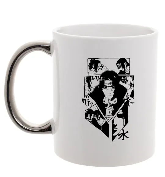 Чашка з кольоровою ручкою Itachi manga art Срібло фото