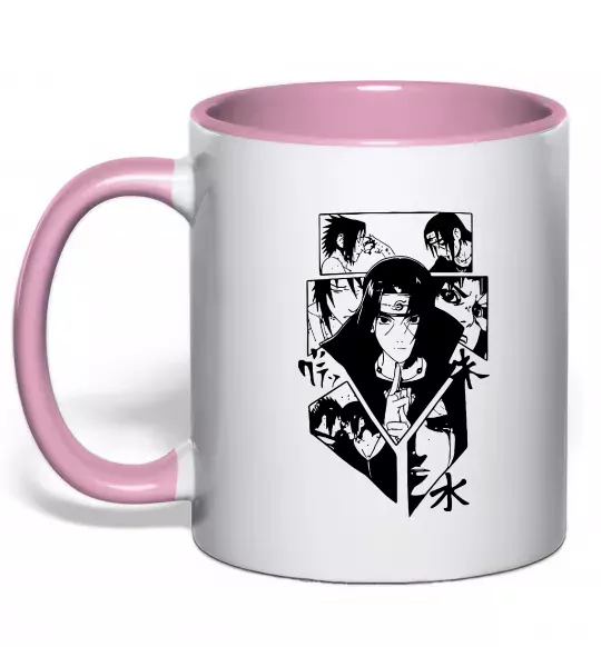 Чашка з кольоровою ручкою Itachi manga art Ніжно рожевий фото