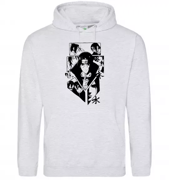 Чоловіча толстовка (худі) Itachi manga art Сірий меланж фото