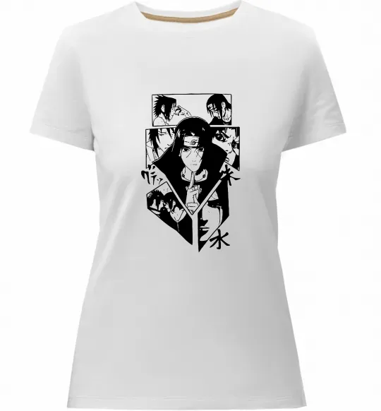 Женская премиум футболка Itachi manga art Белый фото