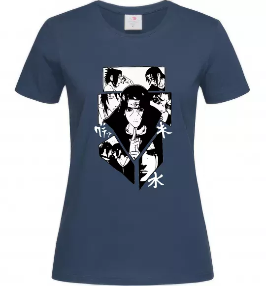 Жіноча футболка Itachi manga art Темно-синій фото