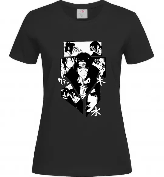 Жіноча футболка Itachi manga art Чорний фото
