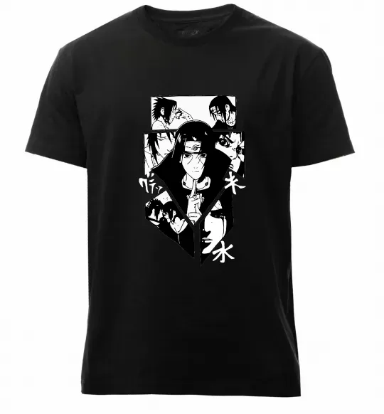 Мужская премиум футболка Itachi manga art Черный фото