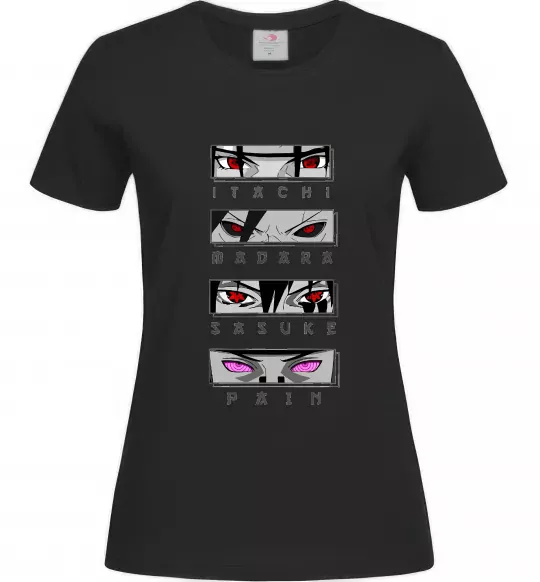 Женская футболка Itachi Madara Sasuke Pain Черный фото