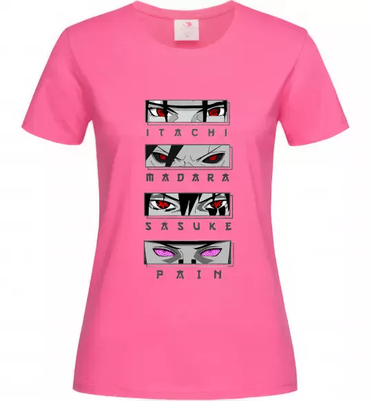Женская футболка Itachi Madara Sasuke Pain Ярко-розовый фото