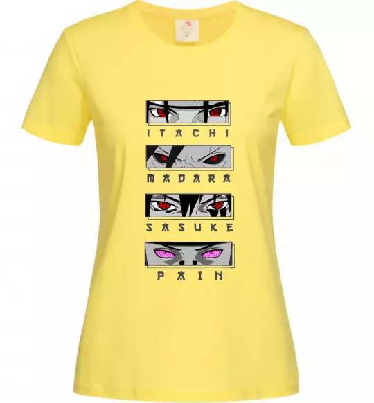 Женская футболка Itachi Madara Sasuke Pain Лимонный фото