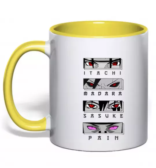 Чашка с цветной ручкой Itachi Madara Sasuke Pain Солнечно желтый фото