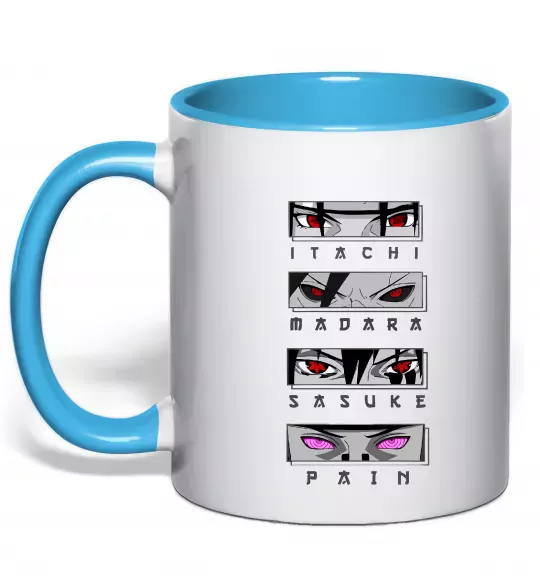 Чашка с цветной ручкой Itachi Madara Sasuke Pain Голубой фото