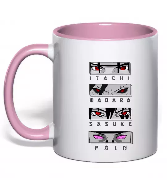 Чашка с цветной ручкой Itachi Madara Sasuke Pain Нежно розовый фото