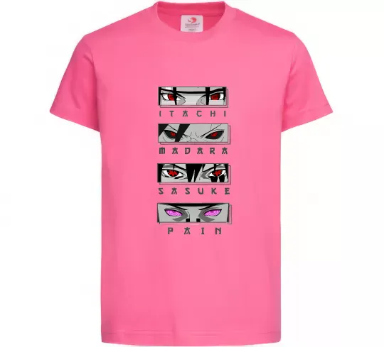 Детская футболка Itachi Madara Sasuke Pain Ярко-розовый фото